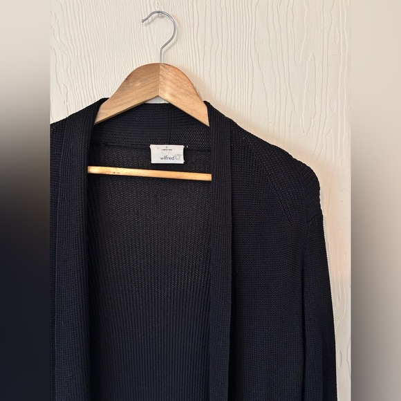 Wilfred Aritzia Black Knit Woven Crochet Layering Cardigan Robe Duster Sweater - Picture 12 of 15